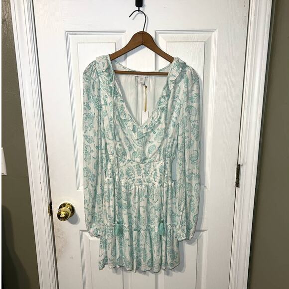 House of Harlow 1960 Dresses & Skirts - New House of Harlow Ruffle Smocked Waistband Paisley Print Dress Size XS